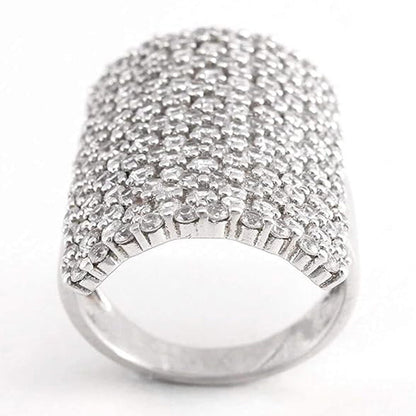 925 Sterling Silver Semi Cylindrical Cocktail Ring For Women
