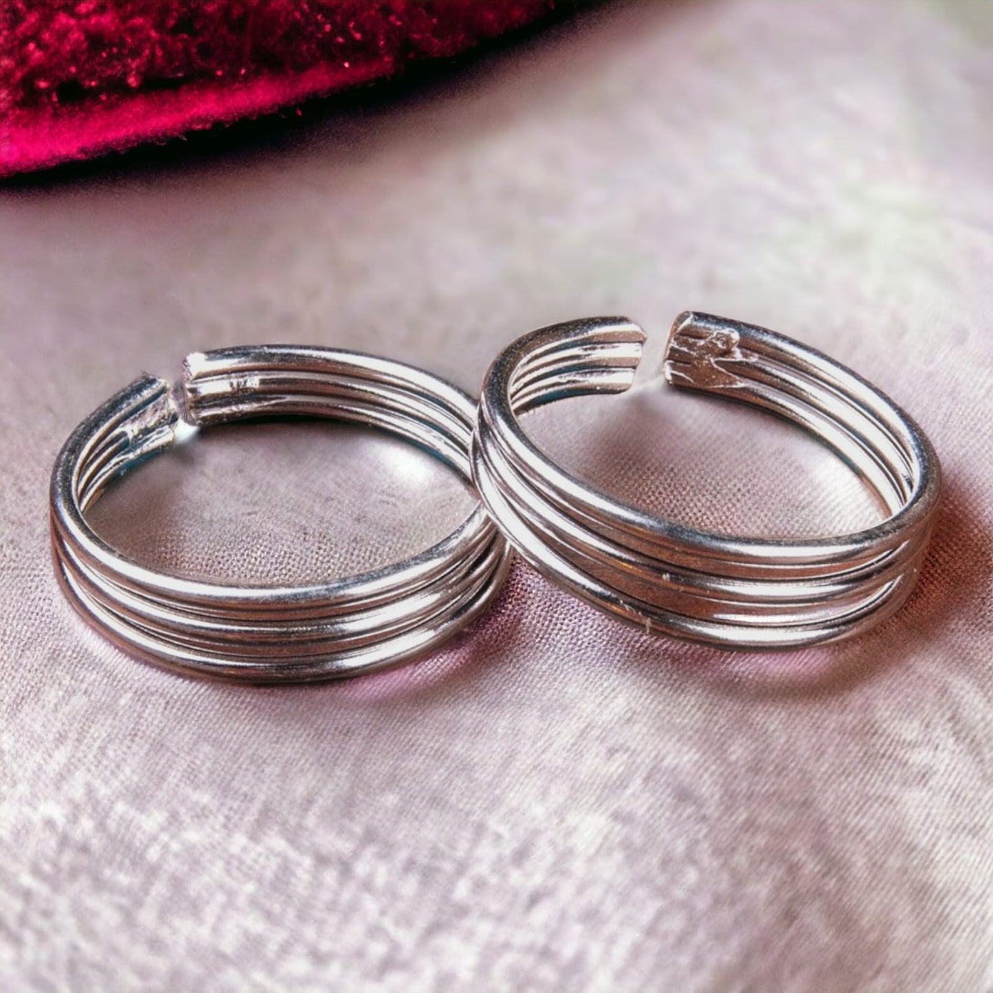 925 Sterling Silver Three Plain Wire Band Design Toe Ring For Women
