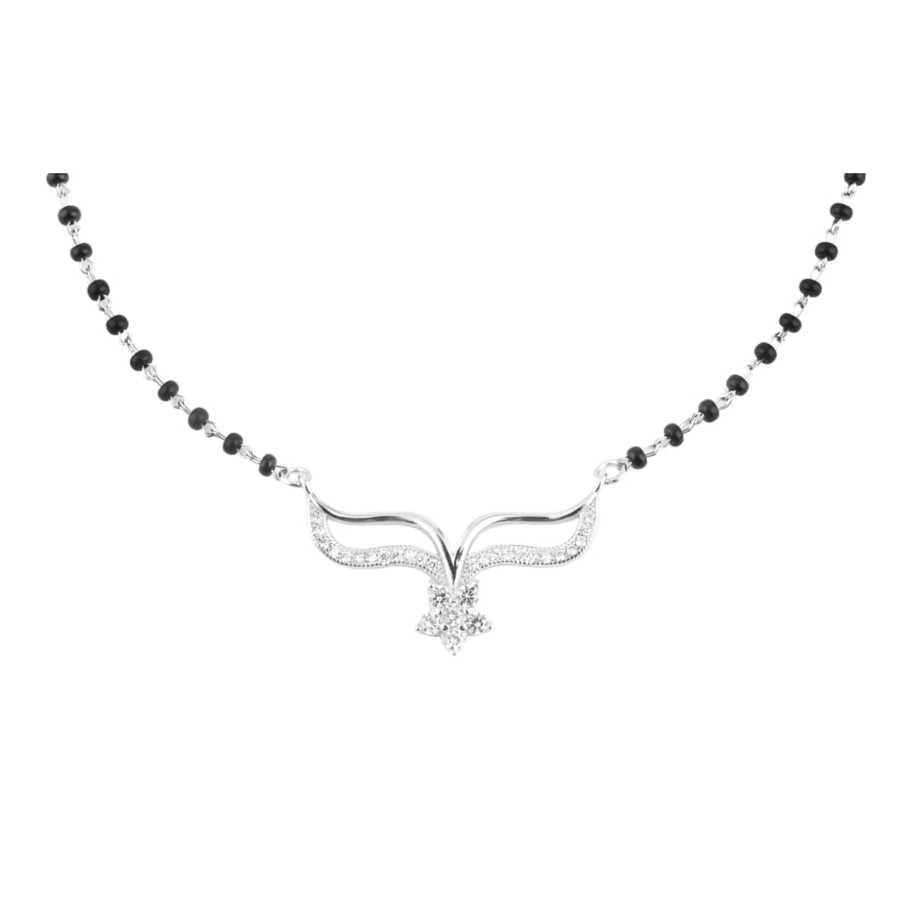 925 Sterling Silver Flower Design Mangalsutra Set For Women