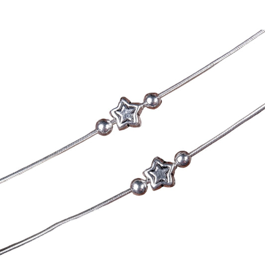 Silver Star Design Anklet (Pair)