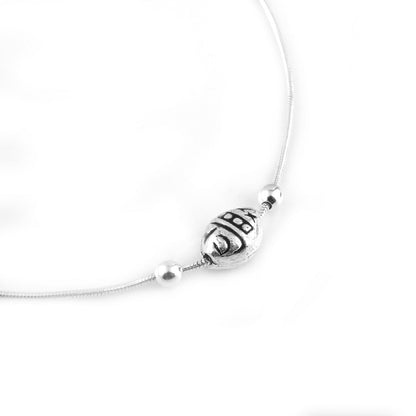 Silver Oval Design Anklet (Single)