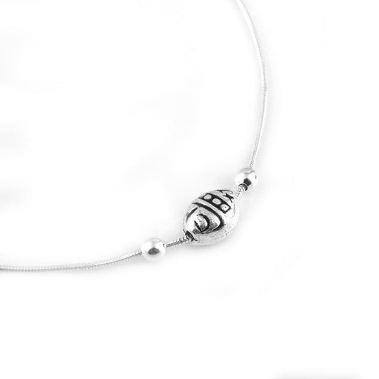 Silver Oval Design Anklet (Single)