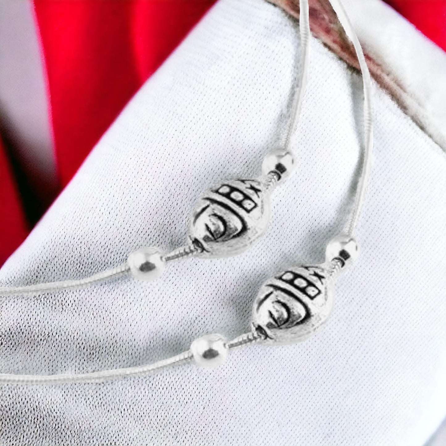 Silver Oval Design Anklet (Single)