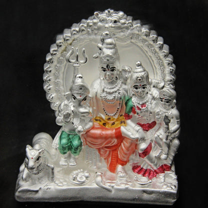 999 Silver Enamel Shiv Parivar Idol