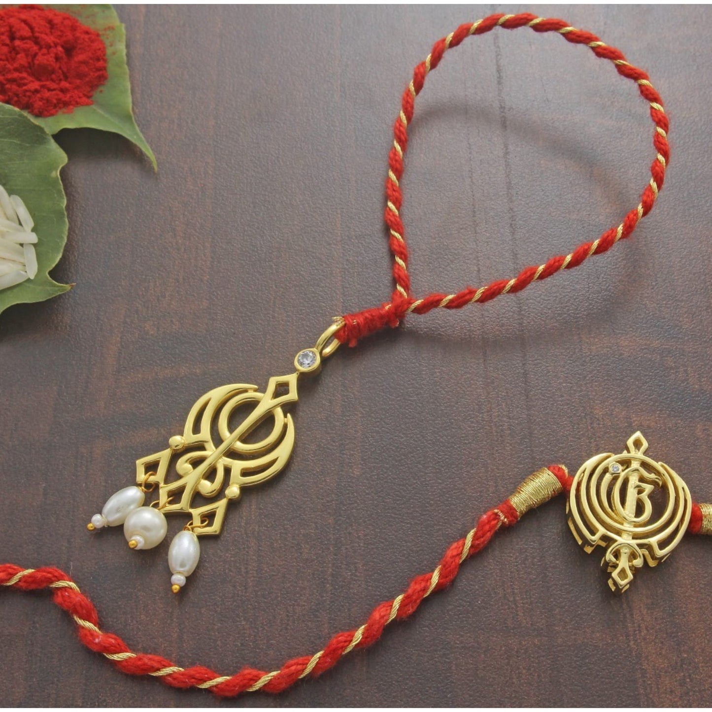 Khanda Sikh Silver Rakhi for Bhaiya-Bhabhi Convertible Pendant