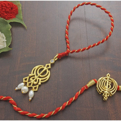 Khanda Sikh Silver Rakhi for Bhaiya-Bhabhi Convertible Pendant