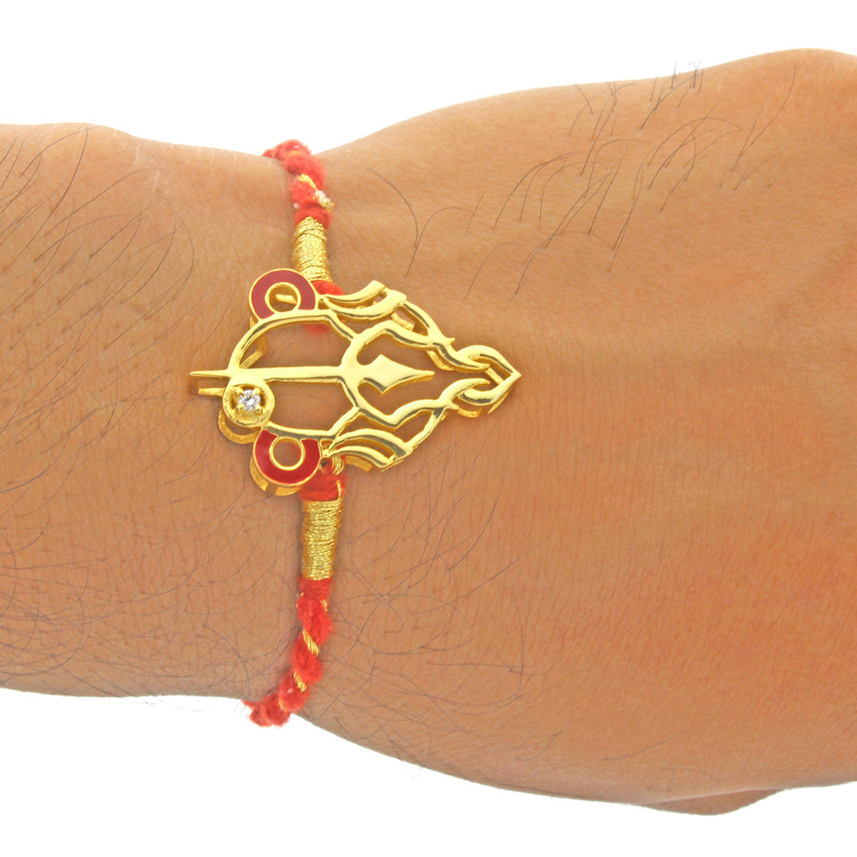 925 Sterling Silver 24kt Gold Plated Devi Trident Rakhi Cum Pendant for Brother