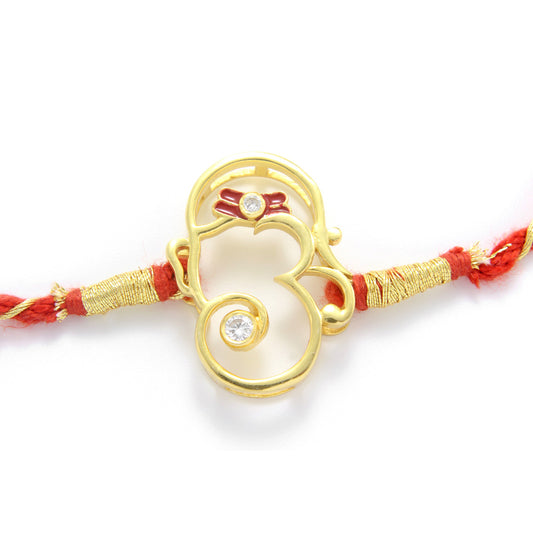 925 Sterling Silver 24kt Gold Plated Om Sai Rakhi Cum Pendant for Brother