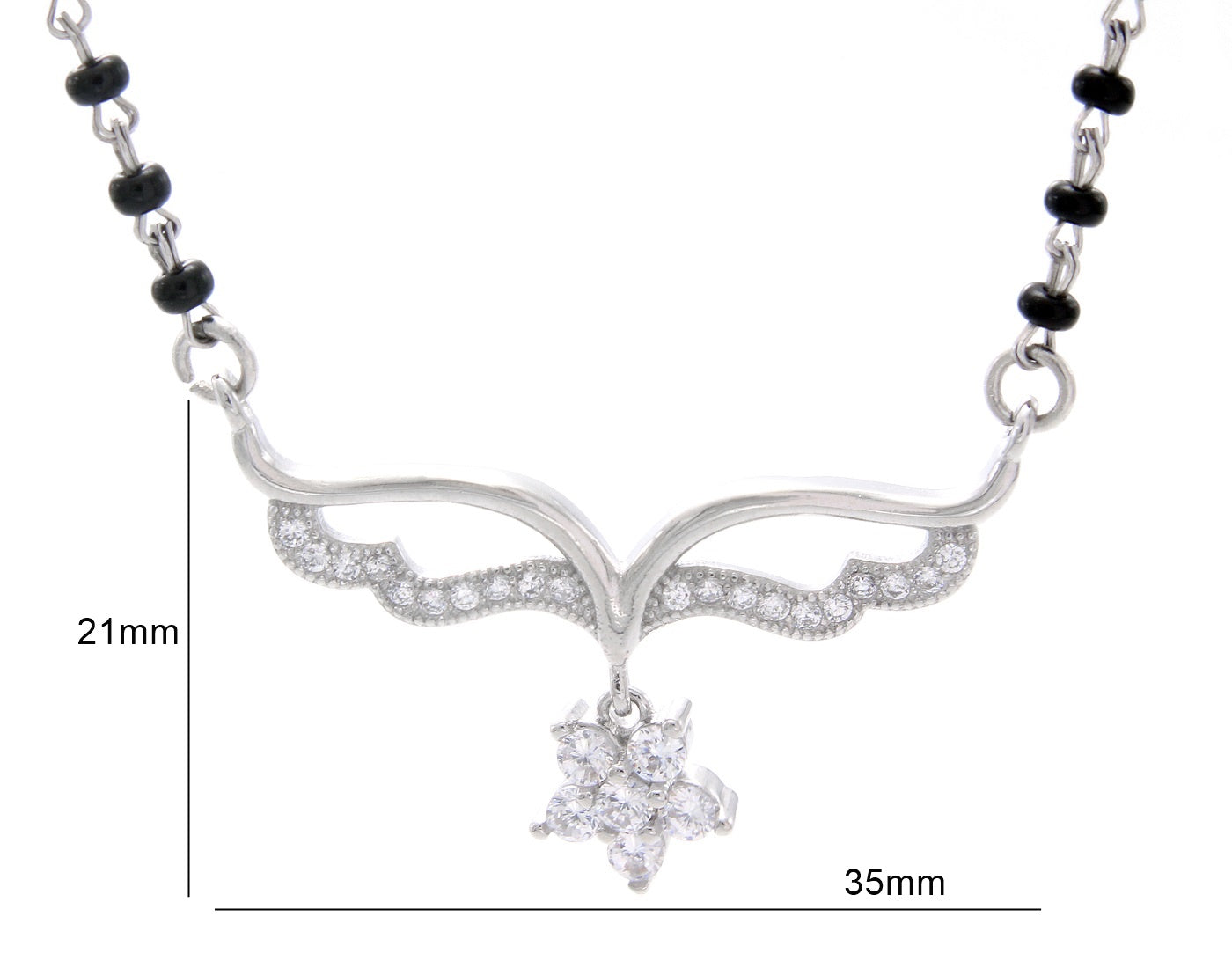 925 Sterling Silver Flower Drop Mangalsutra For Women