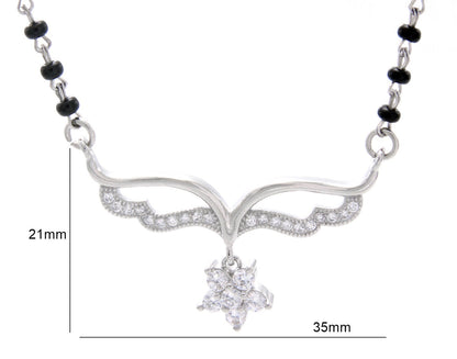 925 Sterling Silver Flower Drop Mangalsutra For Women