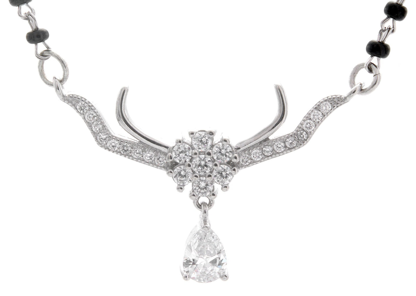 925 Sterling Silver Single Drop Stone Mangalsutra For Women