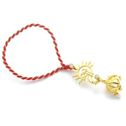 925 Sterling Silver 24kt Gold Plated Shree Sun Ganesh Lumba Rakhi for Bhabhi