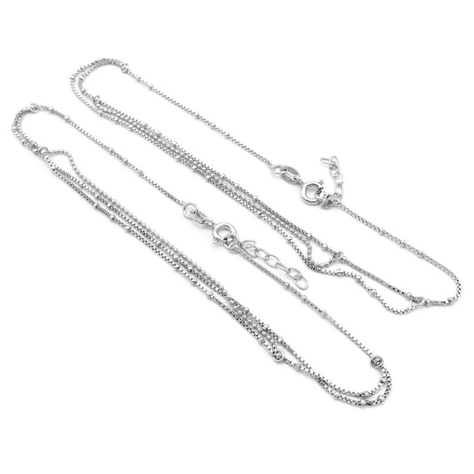 Small Silver Beads Italian Design Anklet (Pair)