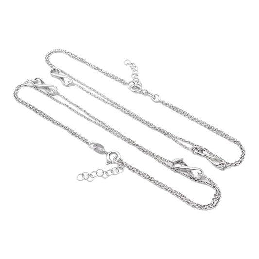 Silver Chain Type Anklet (Pair)