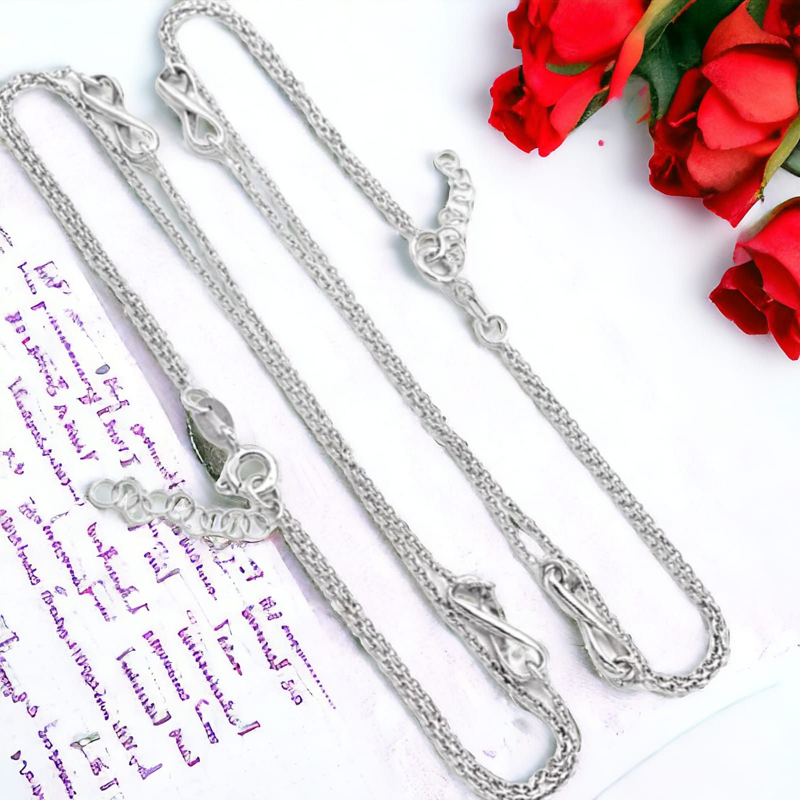 Silver Chain Type Anklet (Pair)