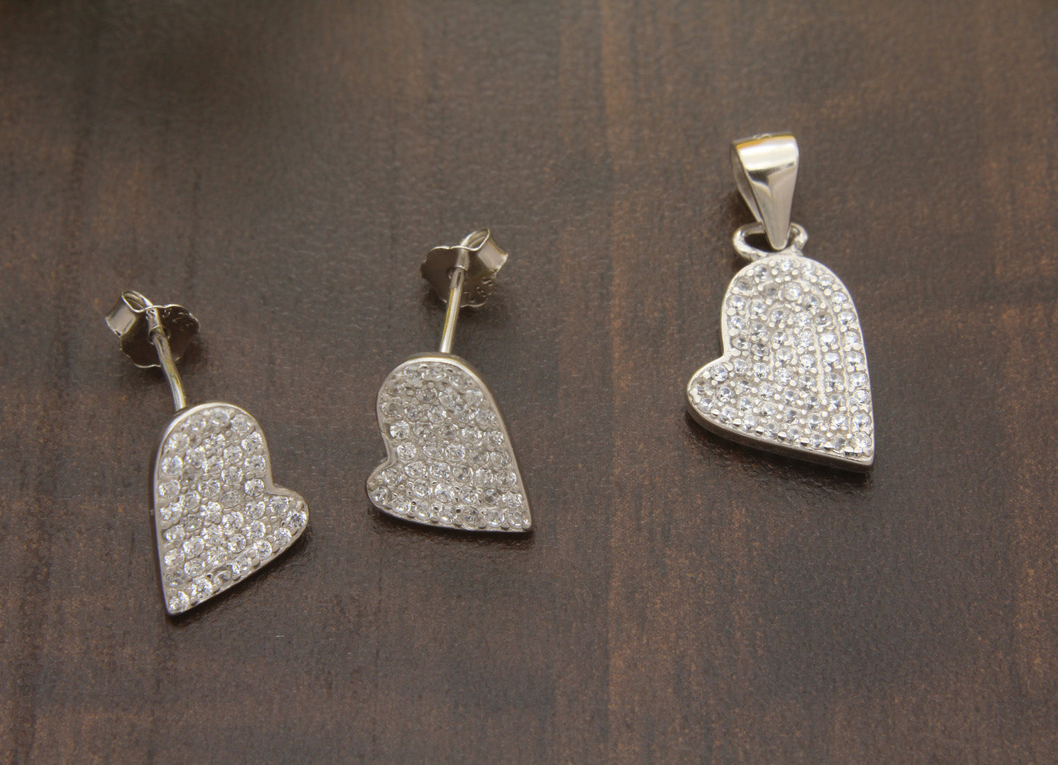 925 Sterling Silver Heart Shape Pendant Set For Girls And Women