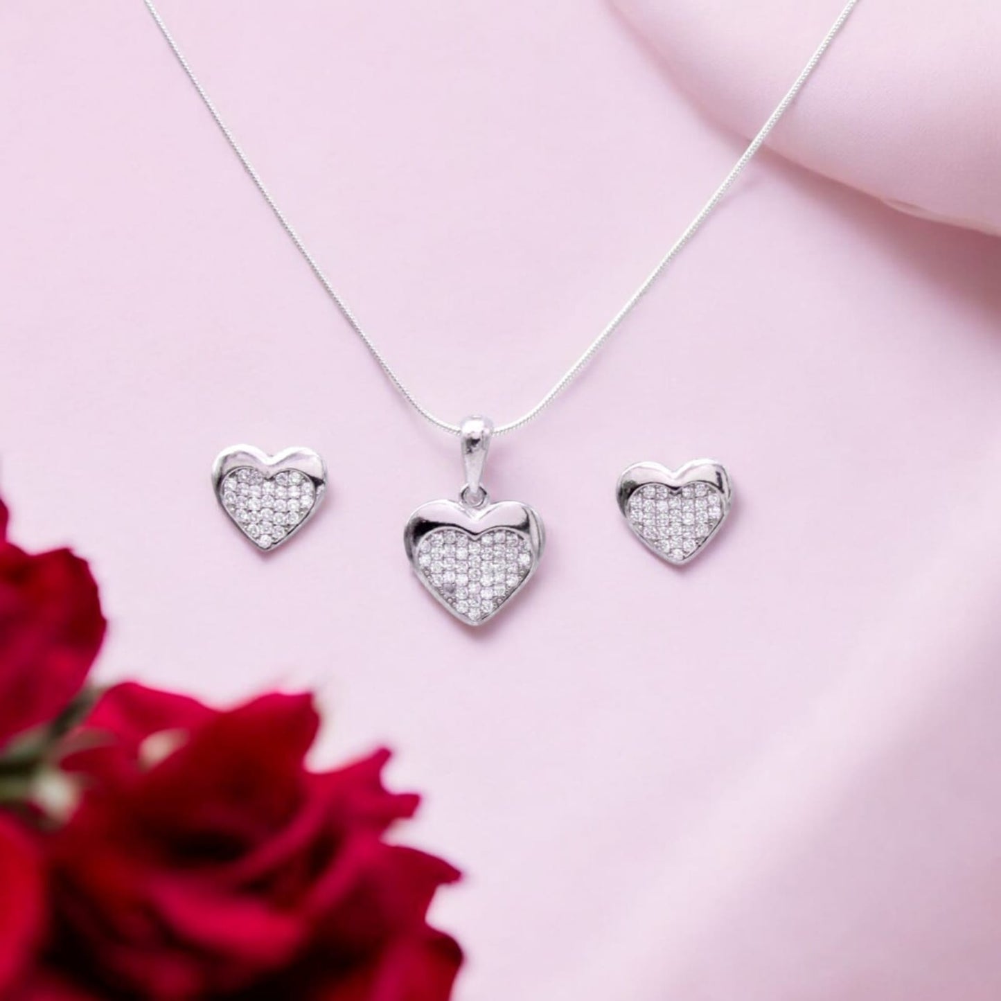 Heart Shape Pendant Set with Chain