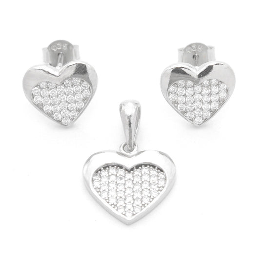 925 Sterling Silver Heart Shape Pendant Set For Girls And Women