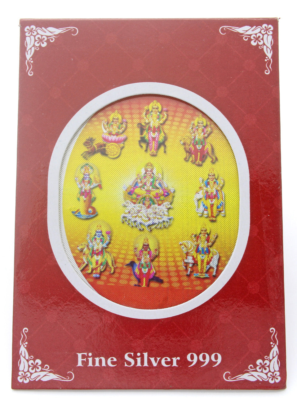 925 Sterling Silver Enameled Lord Shree Navgraha Yantra For Pooja Room