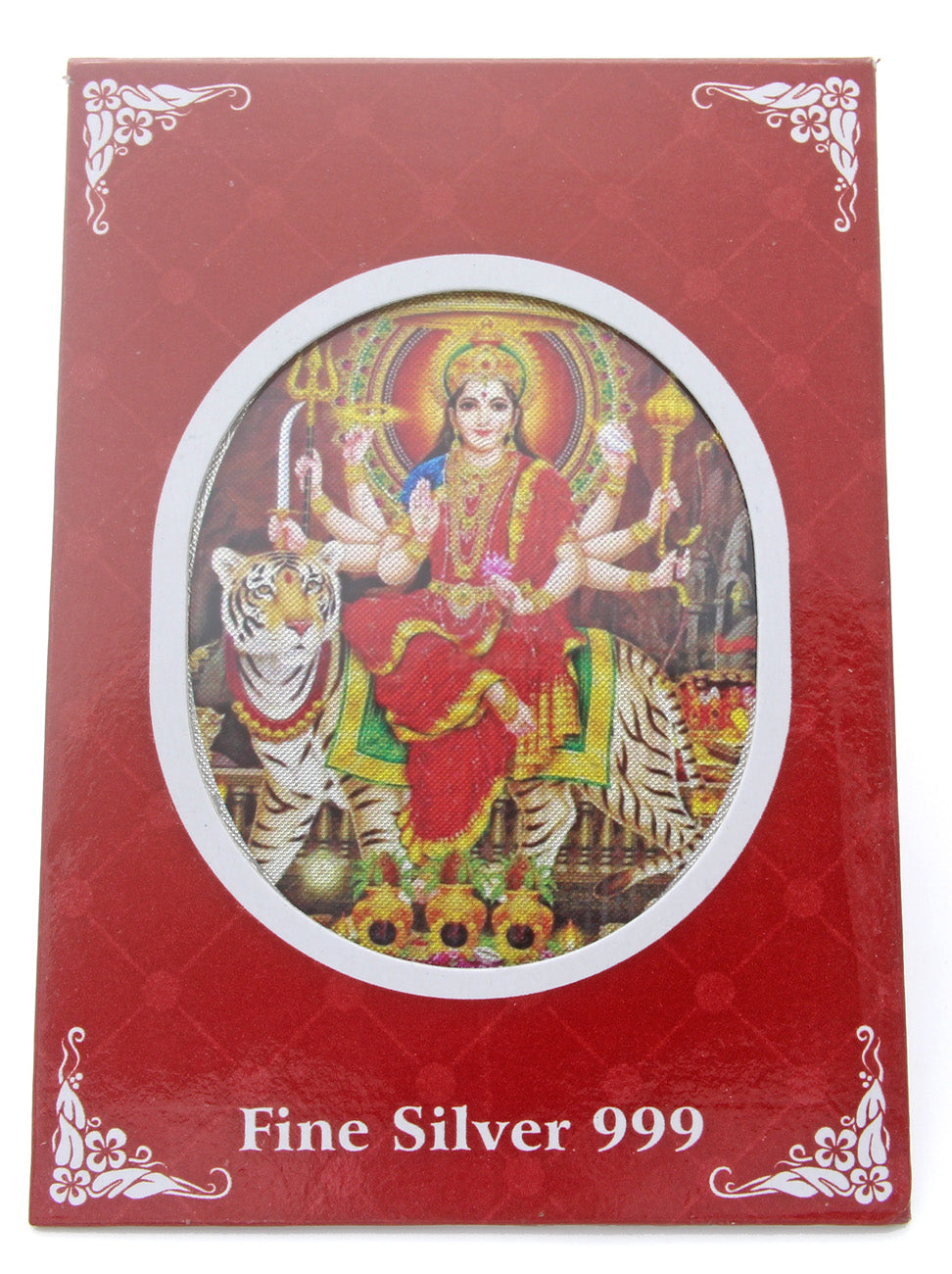 925 Sterling Silver Enameled Laminated Shree Navdurga Yantra For Pooja Room