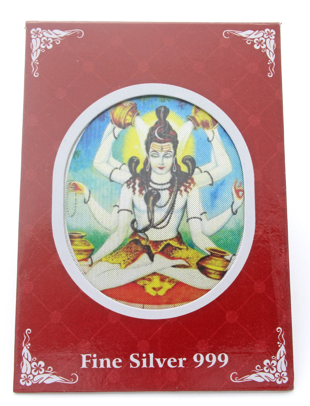 925 Sterling Silver Enameled Laminated Shree Mahamrityunjaya Yantra For Pooja Room