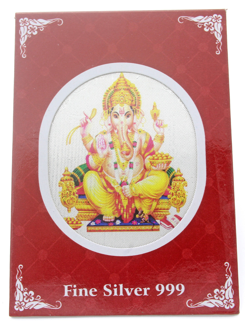 925 Sterling Silver Enameled Laminated Shree Ganpati Yantra For Pooja Room