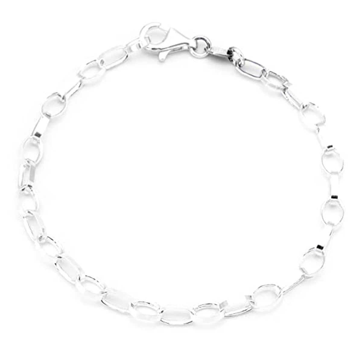 925 Sterling Silver Italian Design Link Chain Bracelet For Girls