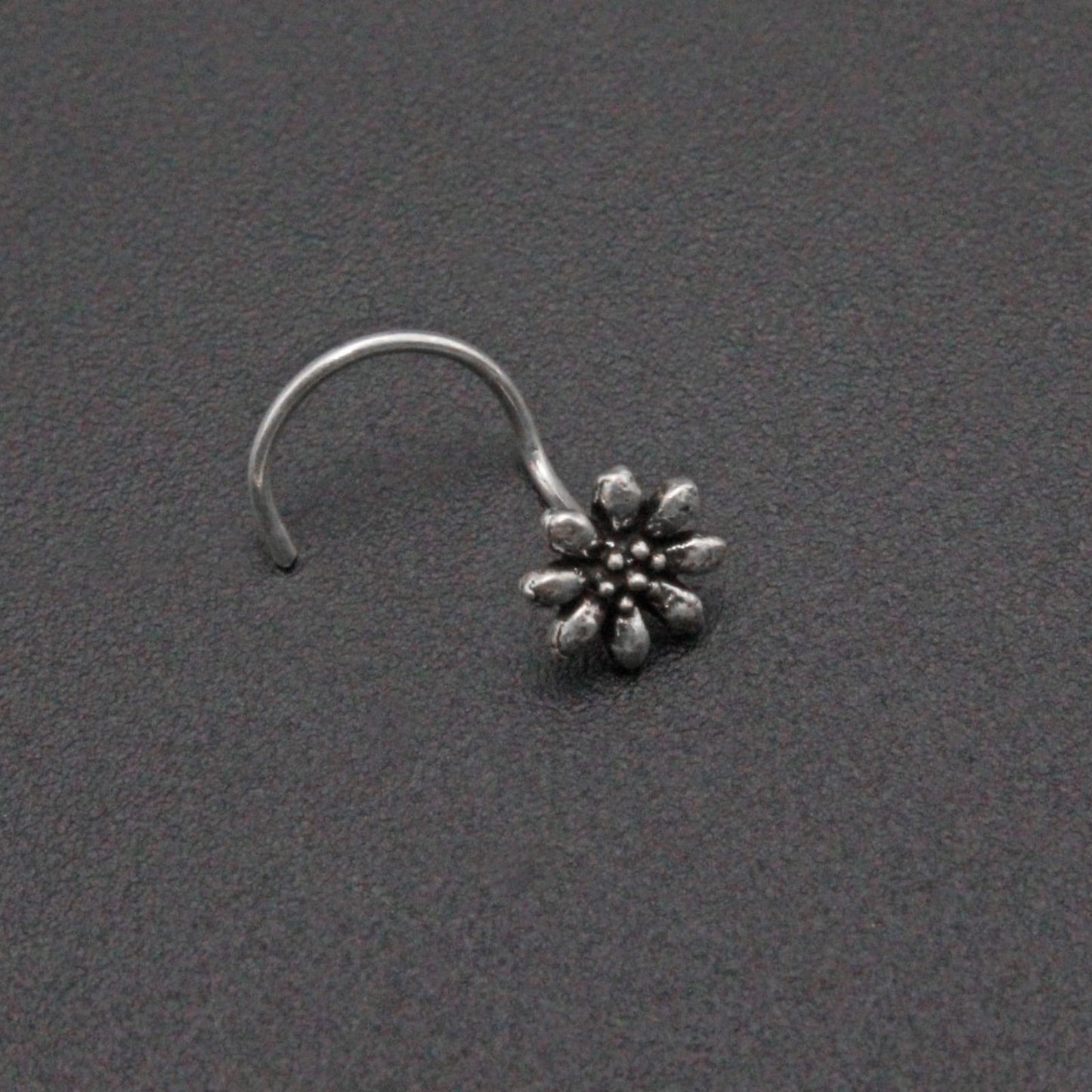 Silver Flower Nose Pin With Wire