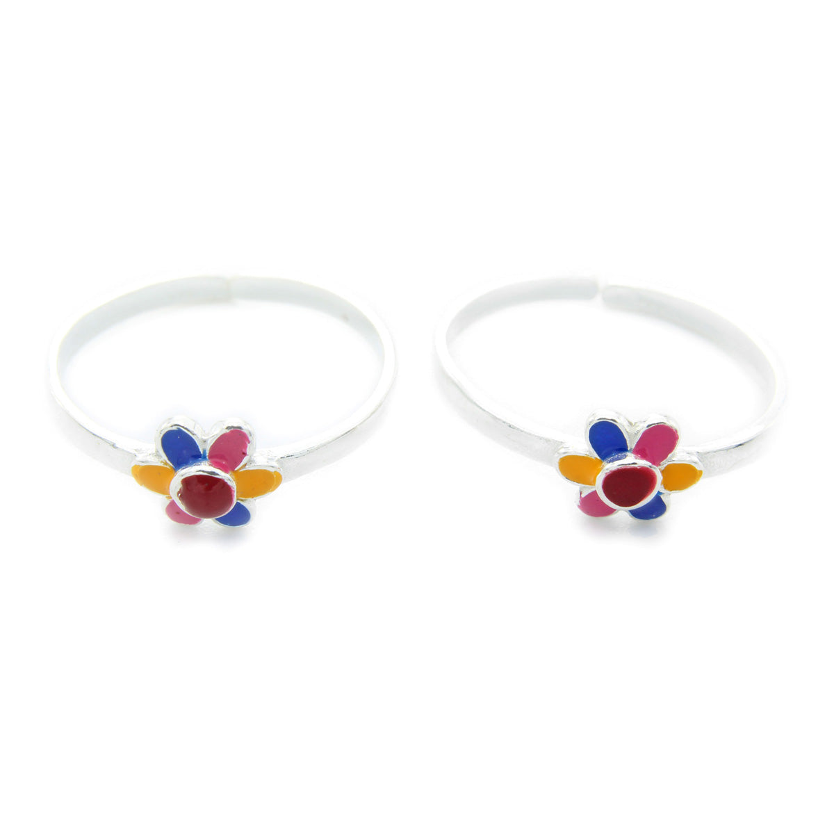 925 Sterling Silver Flower Enamel Design Toe Ring For Women