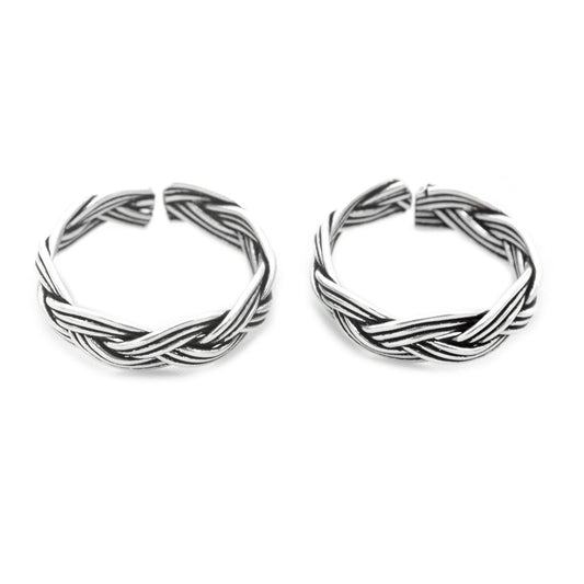 925 Sterling Silver Plain Rope Design Toe Ring For Women