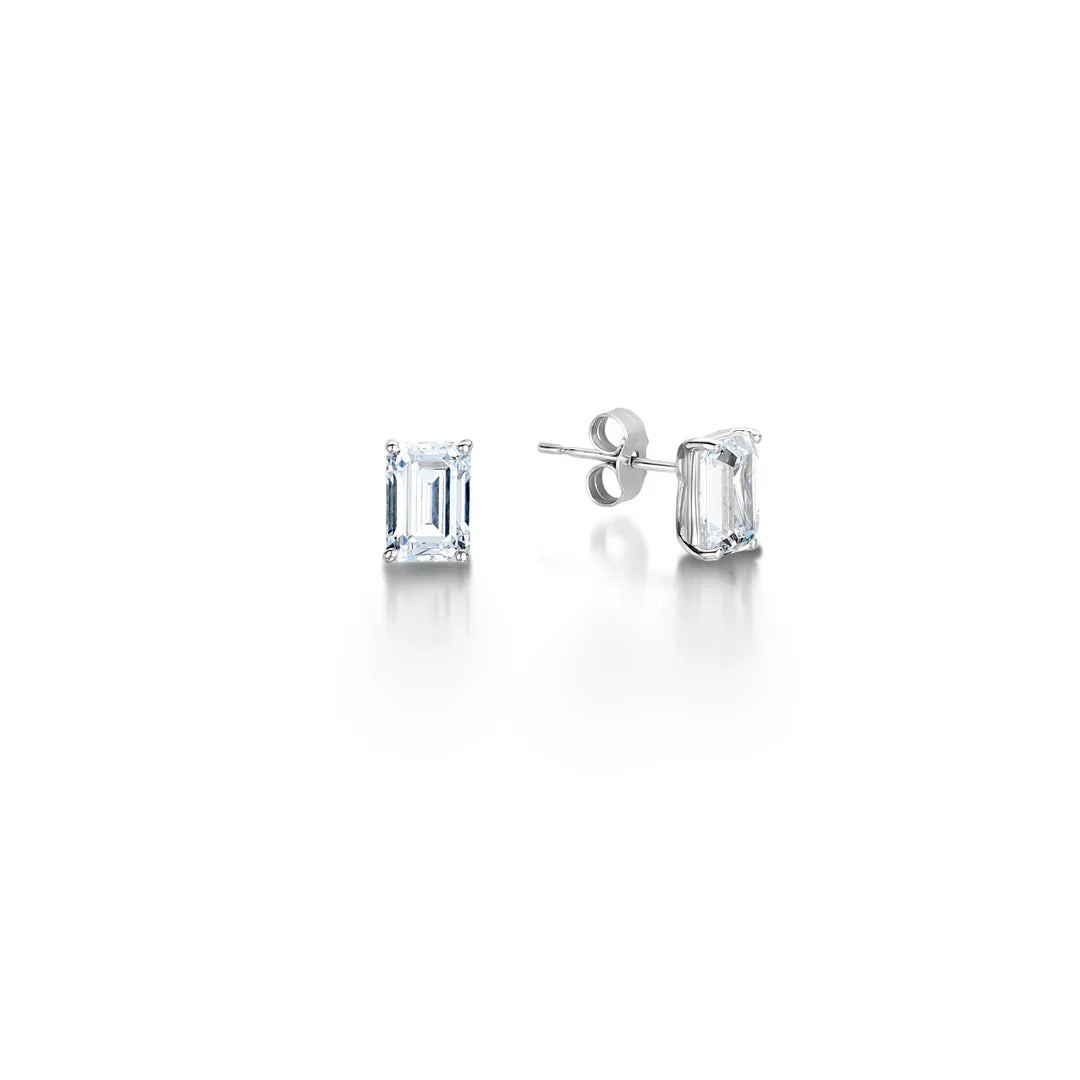925 Sterling Silver Emerald Cut Design Earring For Girls And Women