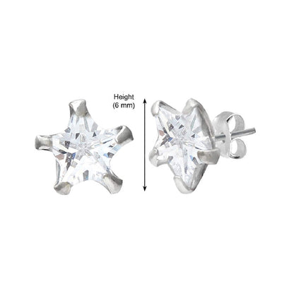 925 Sterling Silver Star Shape Earring Stud For Girls And Women