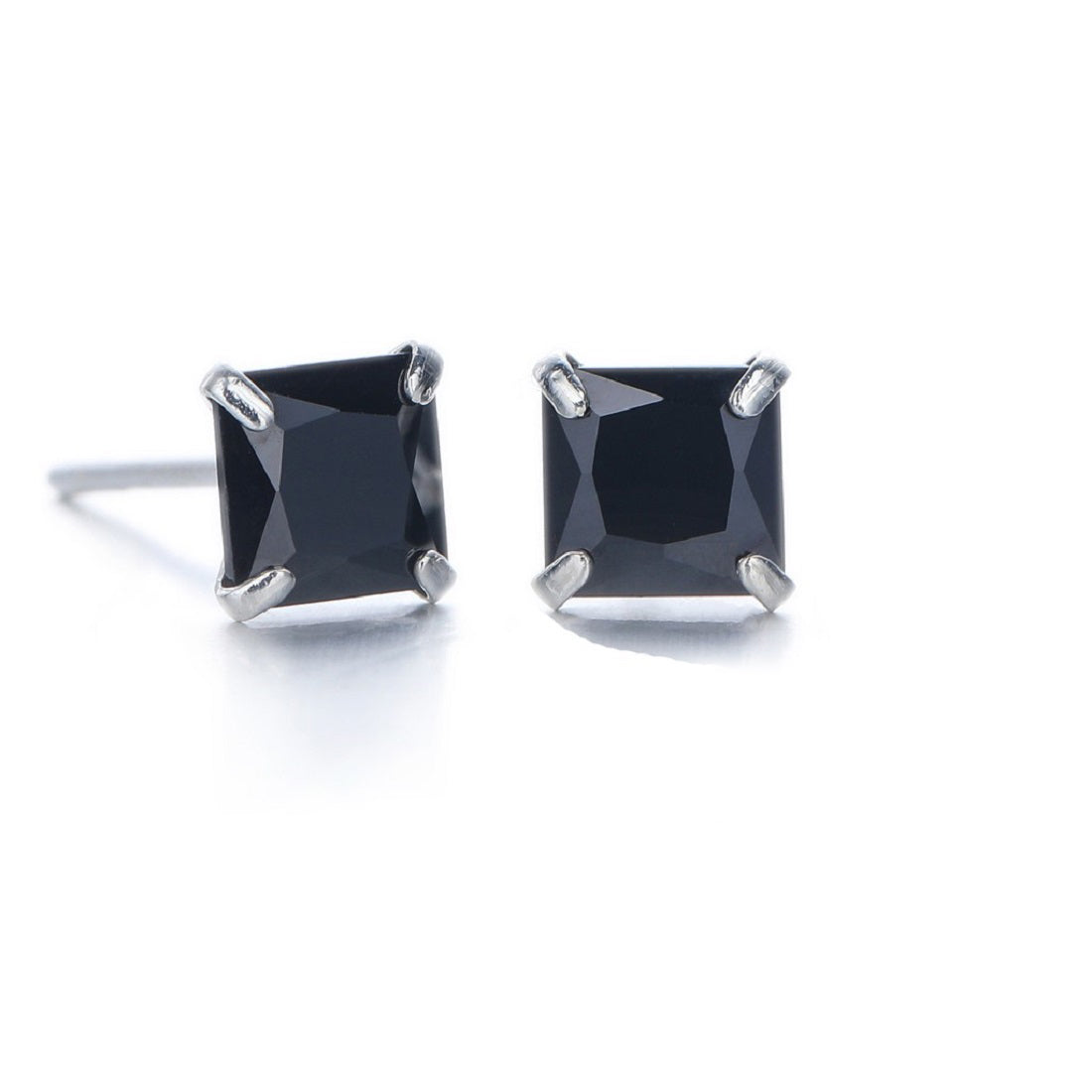 925 Sterling Silver Black Stone Square Design Studs Earring For Girls And Women