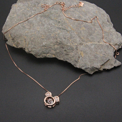 925 Sterling Silver Rose Gold Pendant With Chain Pig Pendant For Girls And Women