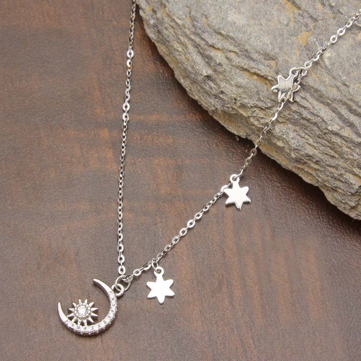 925 Sterling Silver Sun, Moon, Star Silver Pendant For Girls And Women