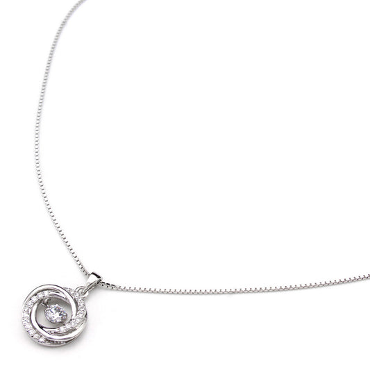 925 Sterling Silver Circle Studded Sterling Silver Pendant With Chain For Girls And Women