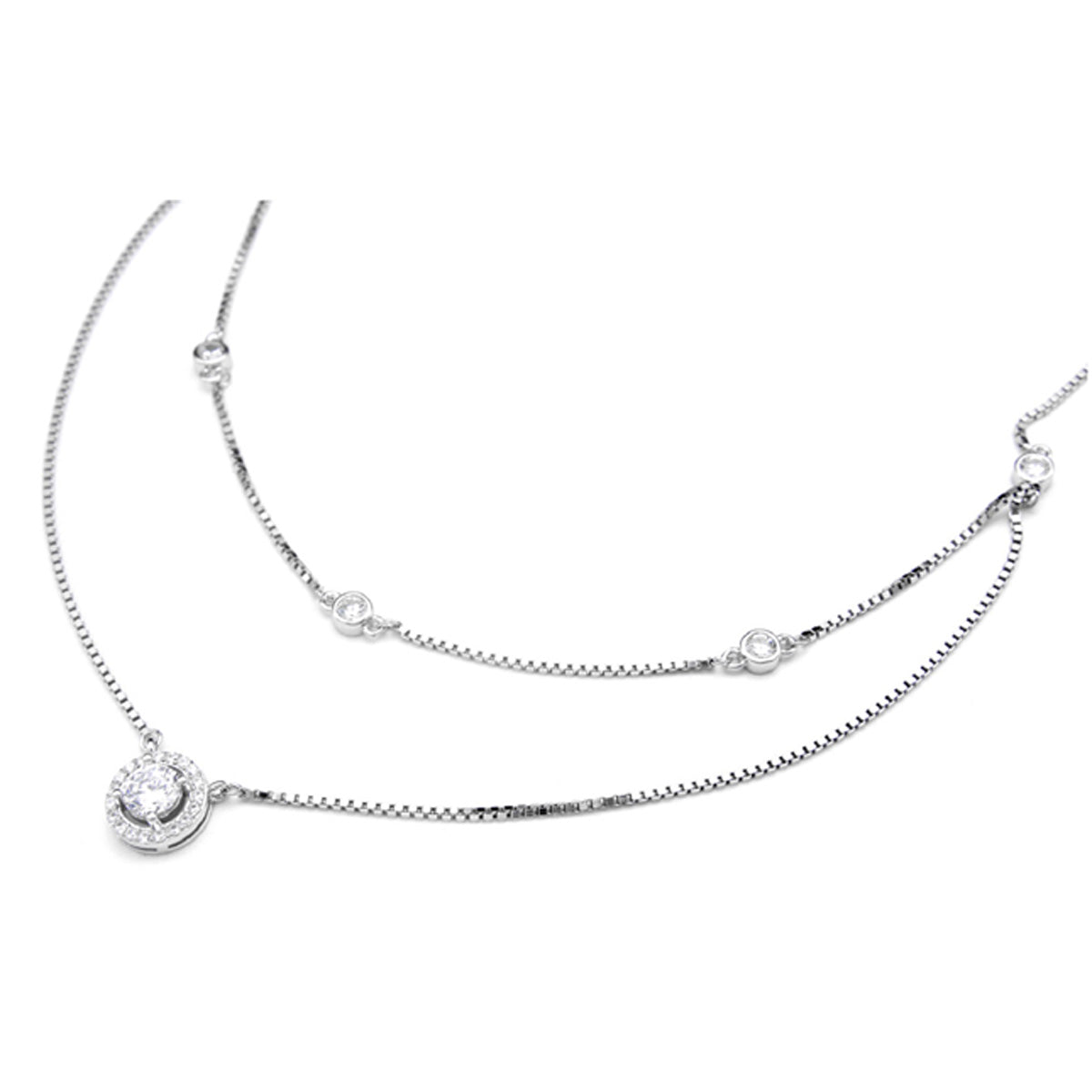 925 Sterling Silver Circle Sterling Silver Chain With Pendant For Girls And Women