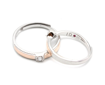 925 Sterling Silver Rose Gold Heart Design Couple Rings For Men And Women