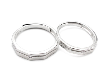 925 Sterling Silver Couple Plain Pentagon Shape With Stone Designer Rings For Men/Women