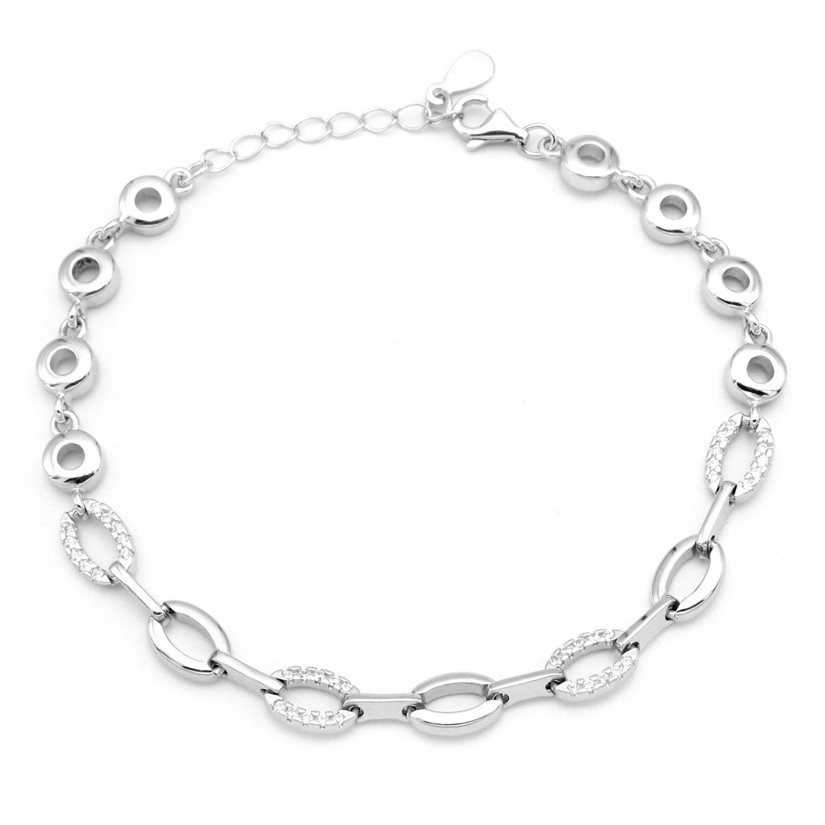 925 Sterling Silver Studded Design Bracelet For Girls and Women