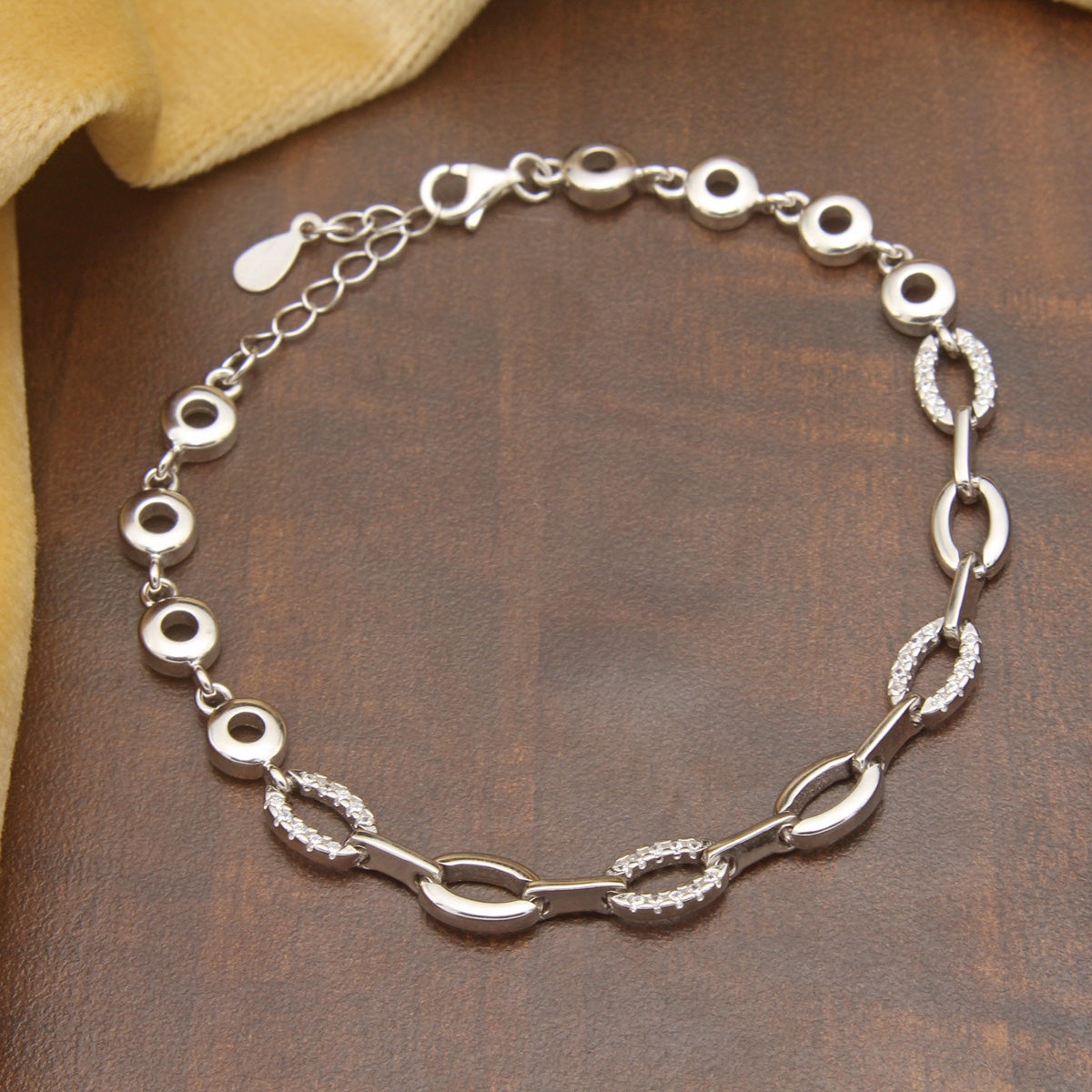 925 Sterling Silver Studded Design Bracelet For Girls and Women