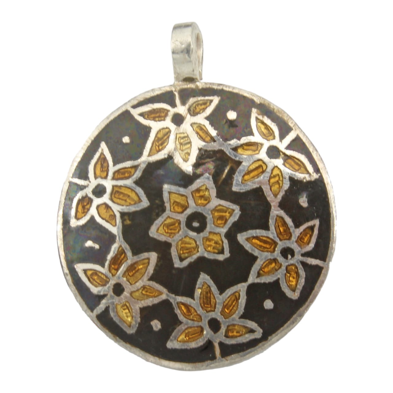 925 Sterling Silver Design Enamel Pendant With Gold Flower For Girls and Women