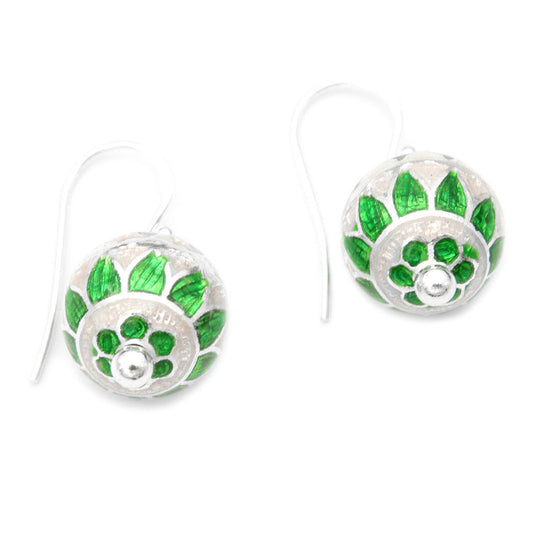 925 Sterling Silver Green And Silver Traditional Earring For Girls And Women