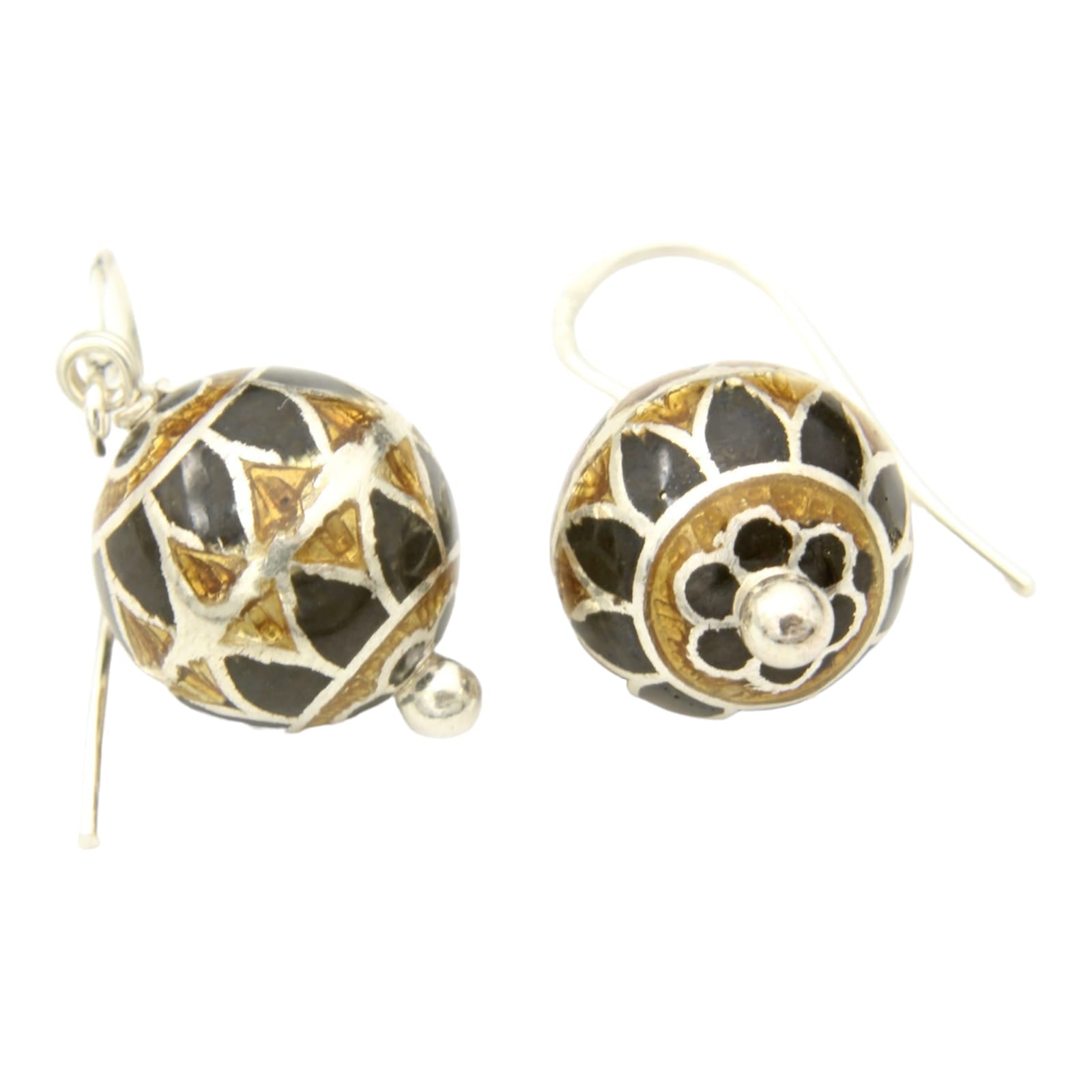 925 Sterling Silver Black And Brown Traditional Earring For Girls And Women