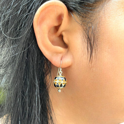 925 Sterling Silver Black And Brown Traditional Earring For Girls And Women