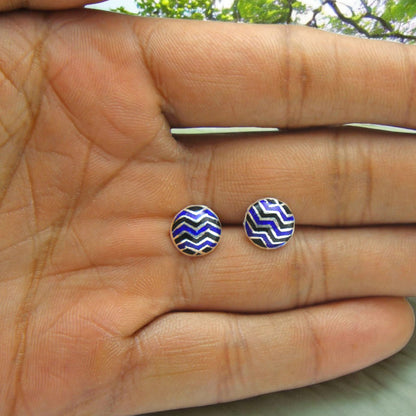 925 Sterling Silver Blue And Black Color Stud Earring For Girls And Women