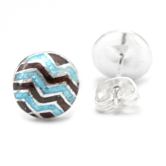 925 Sterling Silver Blue And Brown Earring Studs For Girls And Women