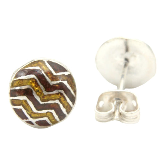 925 Sterling Silver Brown And Golden Earring Studs For Girls And Women