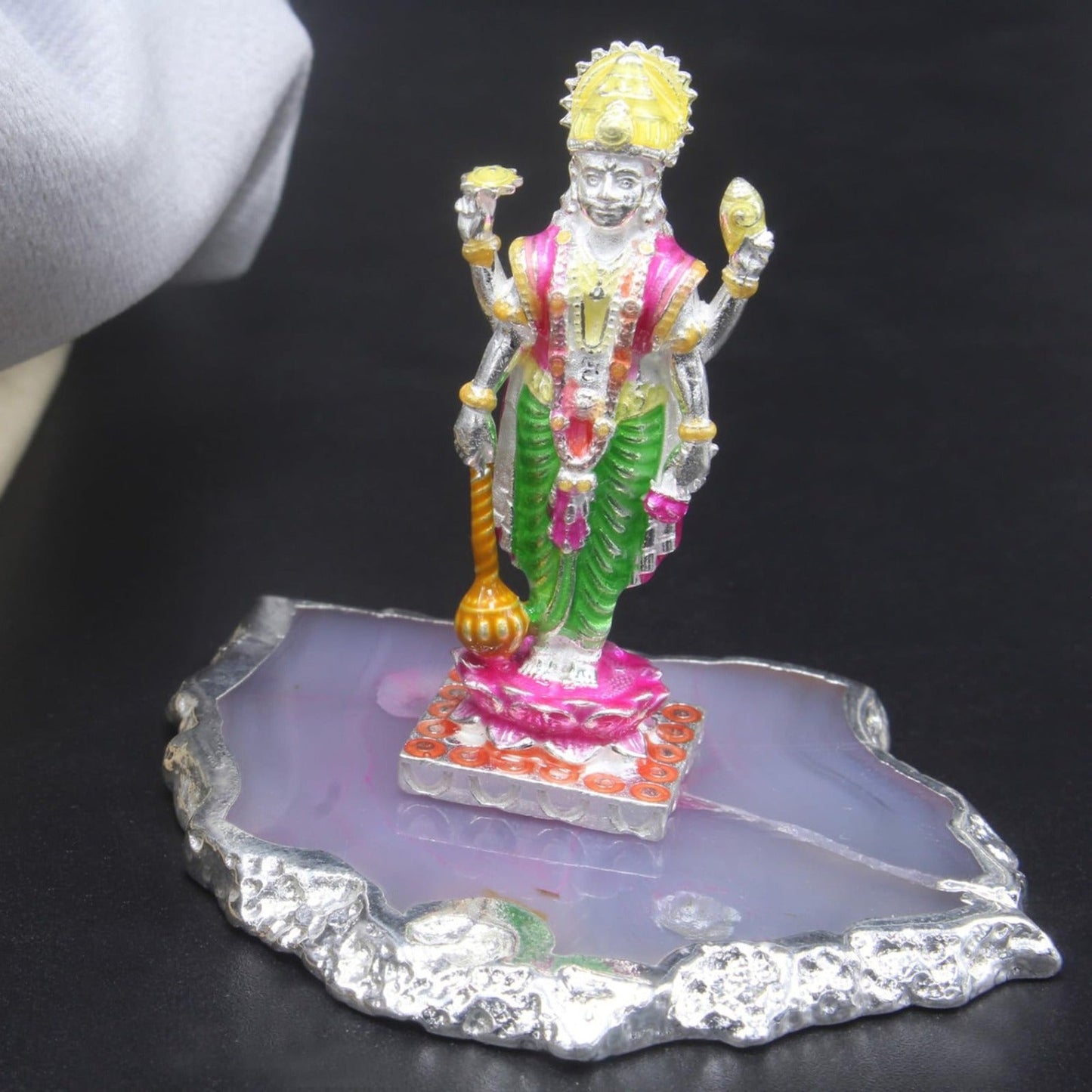 925 Sterling Silver Enamel Lord Shri Satyanarayan Ji Idol