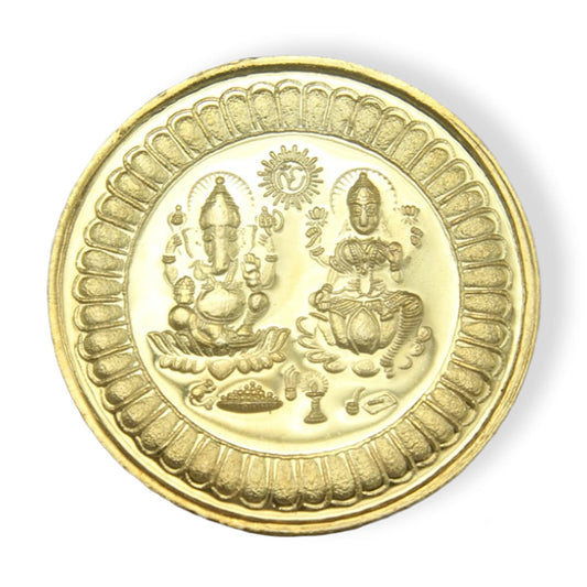 999 Silver Laxmi Ganesha Gold Plated Coin For Diwali And Dhanteras